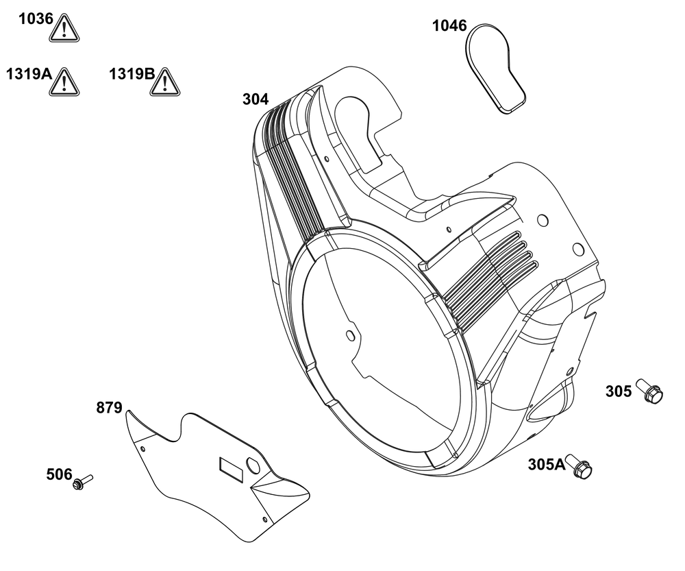 Blower Housing Group Diagram and Parts List for 296442-0010-H5 200000 - 399999 Briggs and Stratton Engine